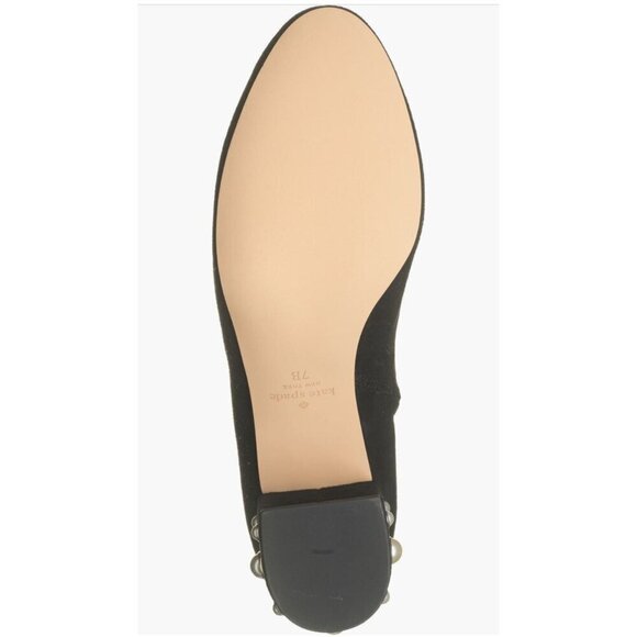 Kate Spade Womens Black Suede Faux Pearl Block Heel Ankle Bootie Sz 10 New - Picture 12 of 13